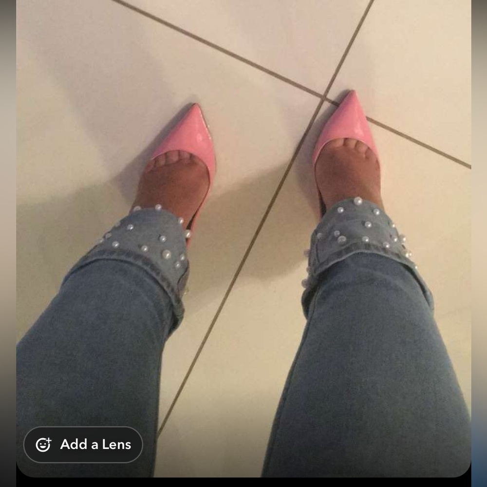 Zara pearl cuff jeans